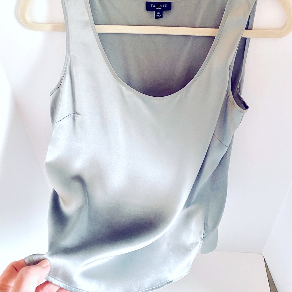 Talbots Silver/gray satin Tank camisole size 8 petite on great shape
